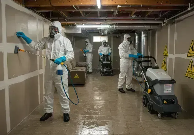 Basement Moisture Removal and Structural Drying process in New London, MO